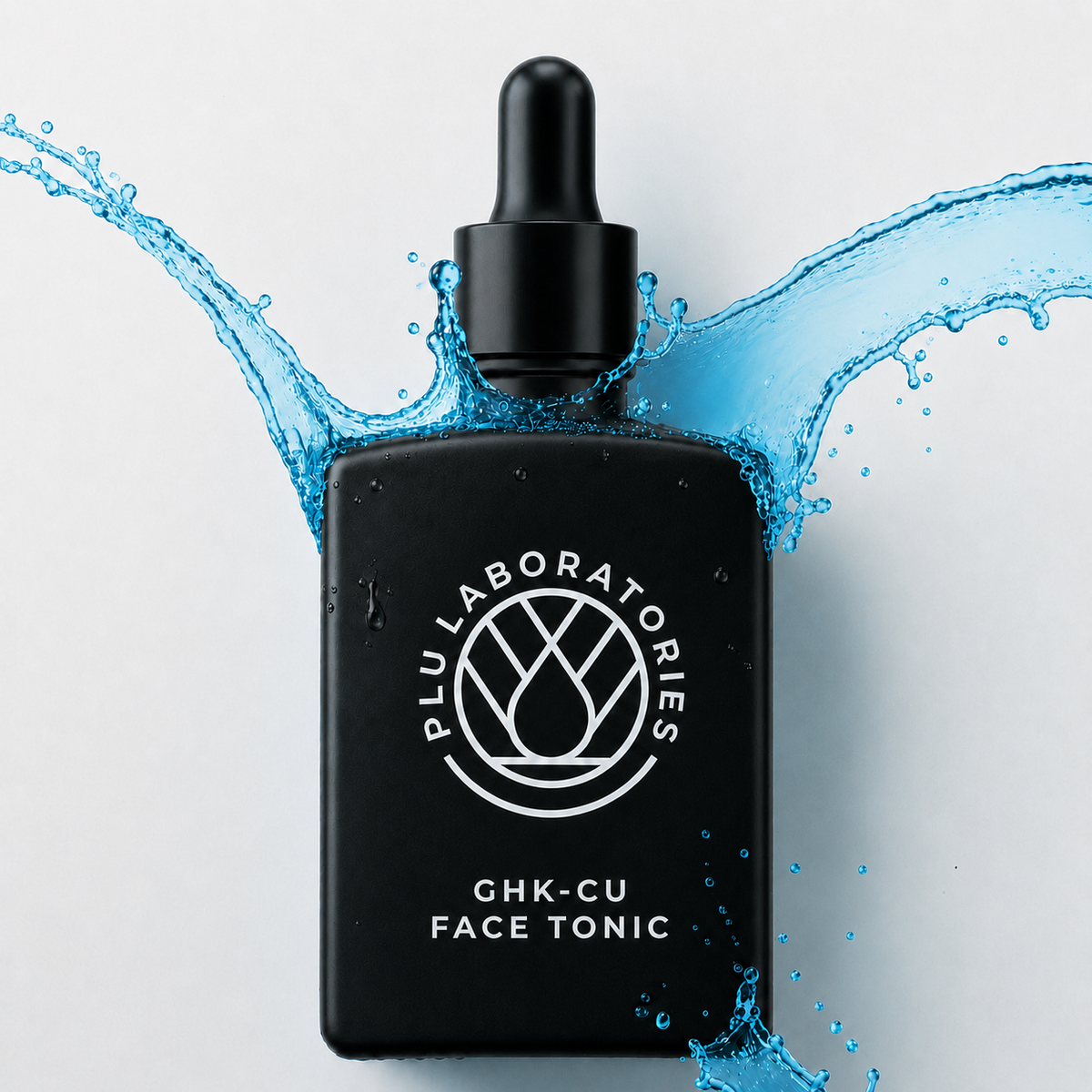 PLU Face Tonic with Blue Liquid Background
