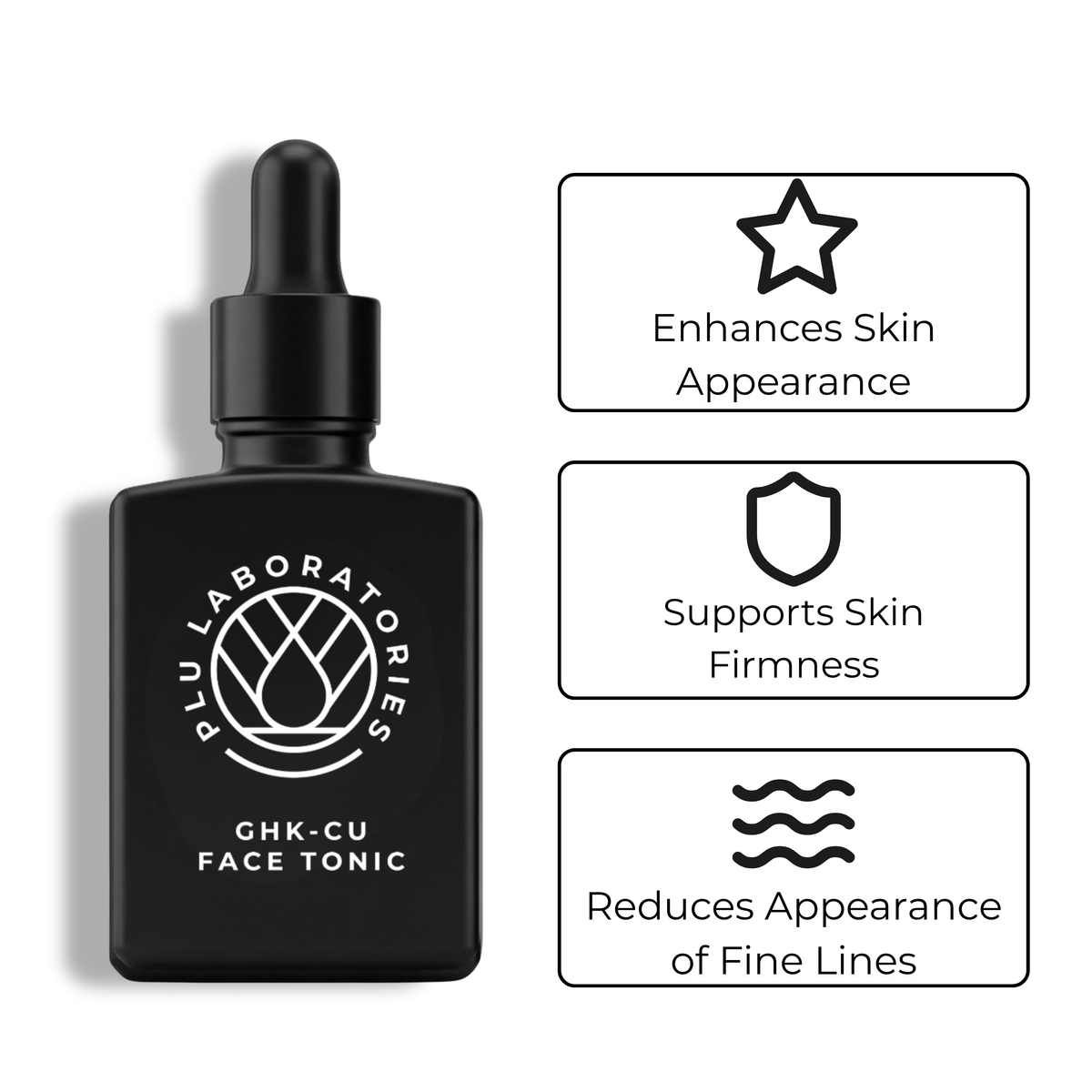 GHK-Cu Face Tonic key benefits: enhances skin appearance, supports skin firmness, reduces the appearance of fine lines