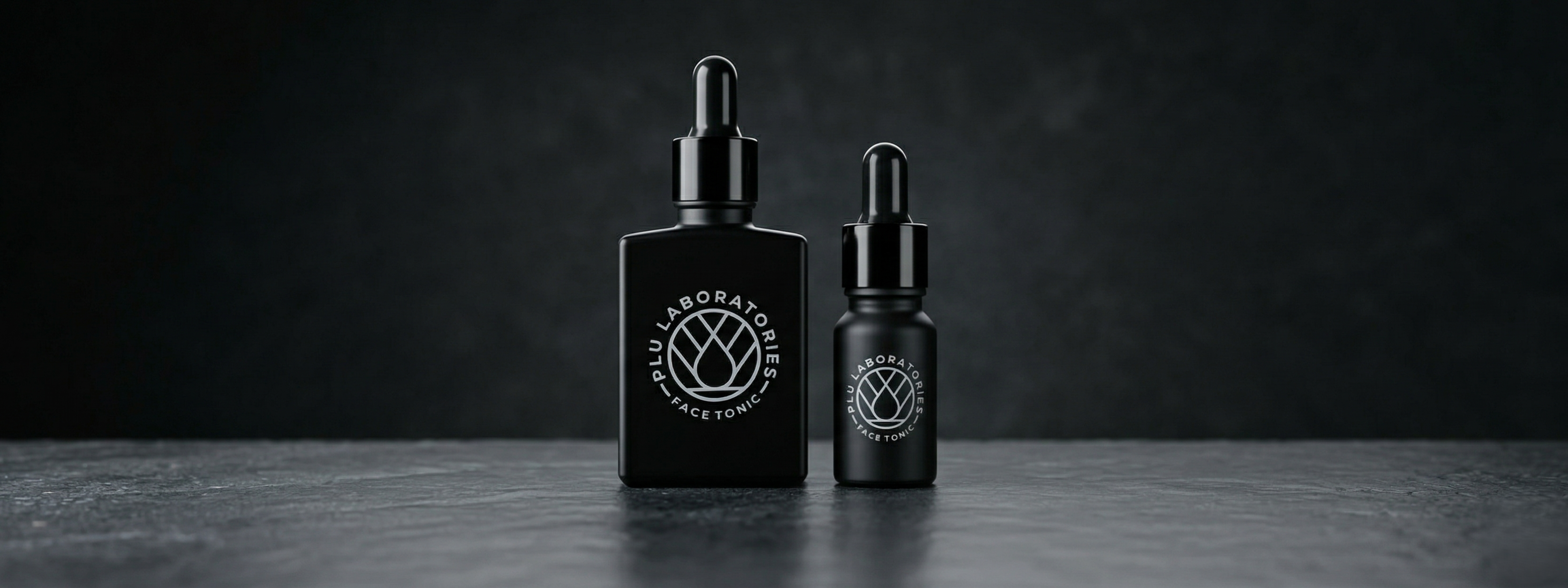 PLU Bottles on Black Counter